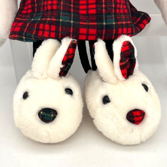 Disney Store Exclusive Holiday Morning Minnie Mouse Plush 16" Bunny Slippers Bow - Picture 3 of 12